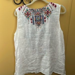 John Was linen embroidered top